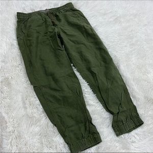 Point sur linen blend green pants P2